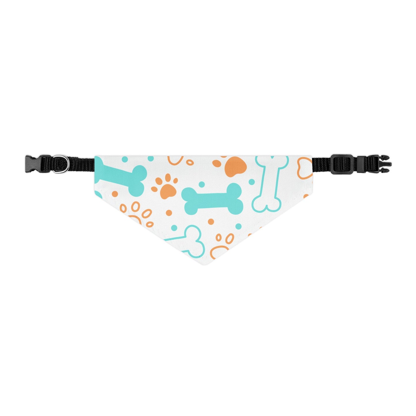 Teal & Orange Bones and Paw Print Pet Scarf