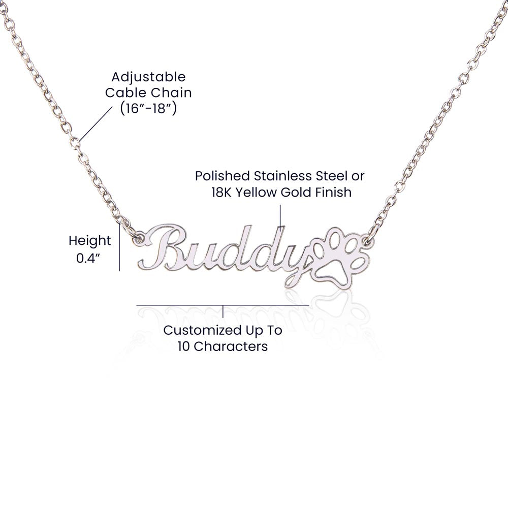Dog Mom Necklace Personalized with Paw Print
