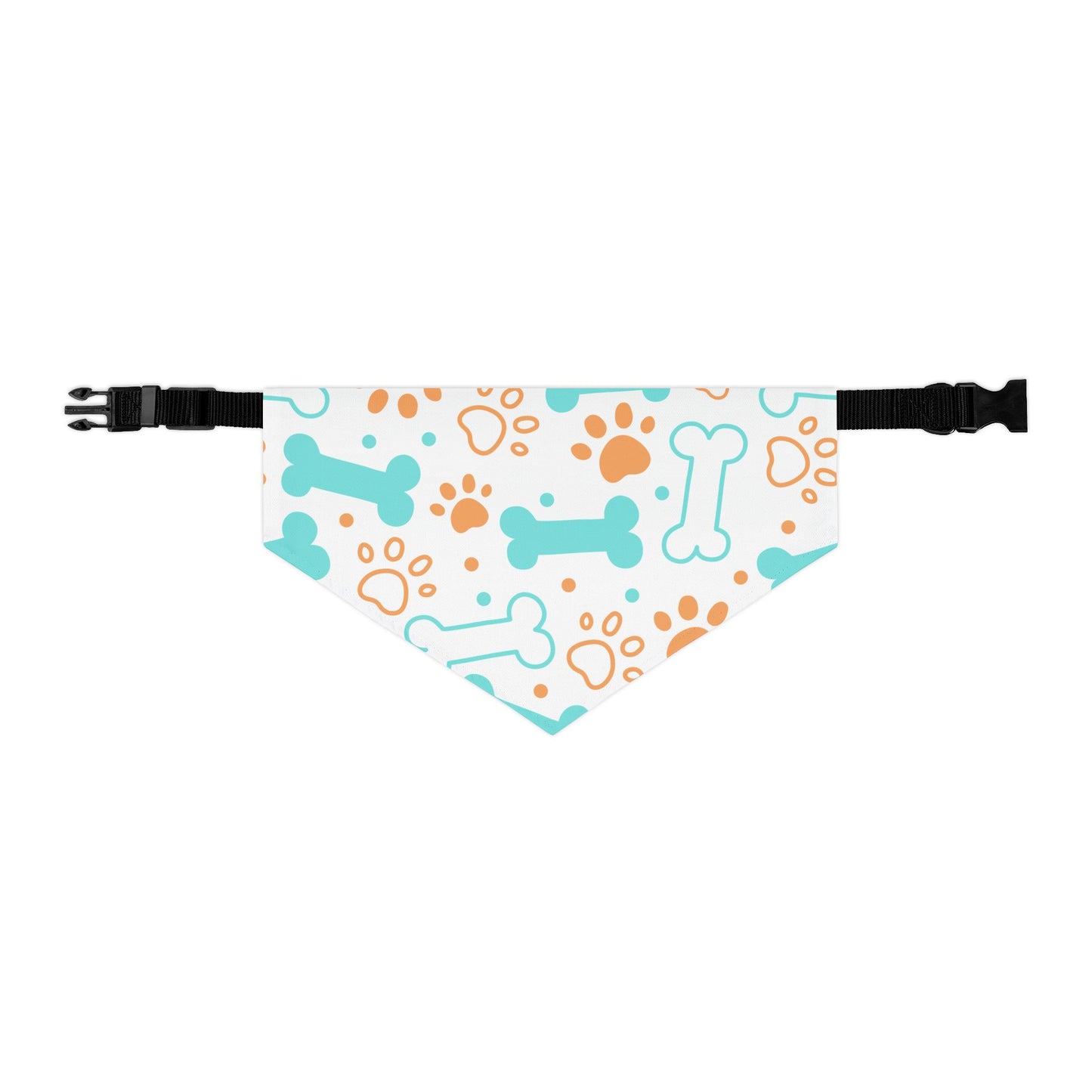Teal & Orange Bones and Paw Print Pet Scarf
