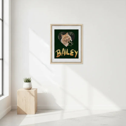 Custom Pet Portrait Print | Personalized Heart Framed Canvas Art with Pet's Name