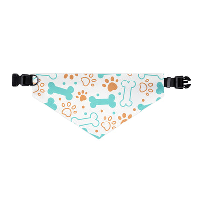 Teal & Orange Bones and Paw Print Pet Scarf