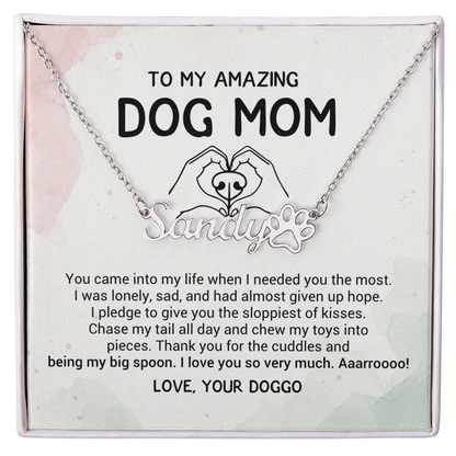 Dog Mom Necklace Personalized with Paw Print