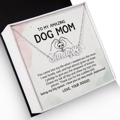 Dog Mom Necklace Personalized with Paw Print