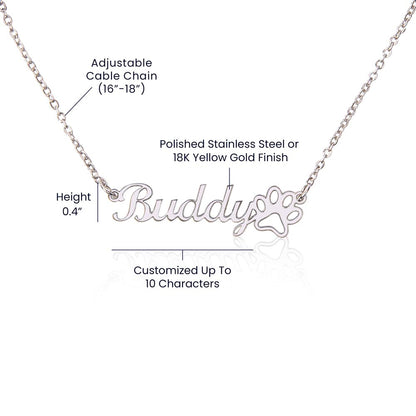 Dog Mom Necklace Personalized with Paw Print