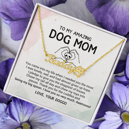 Dog Mom Necklace Personalized with Paw Print