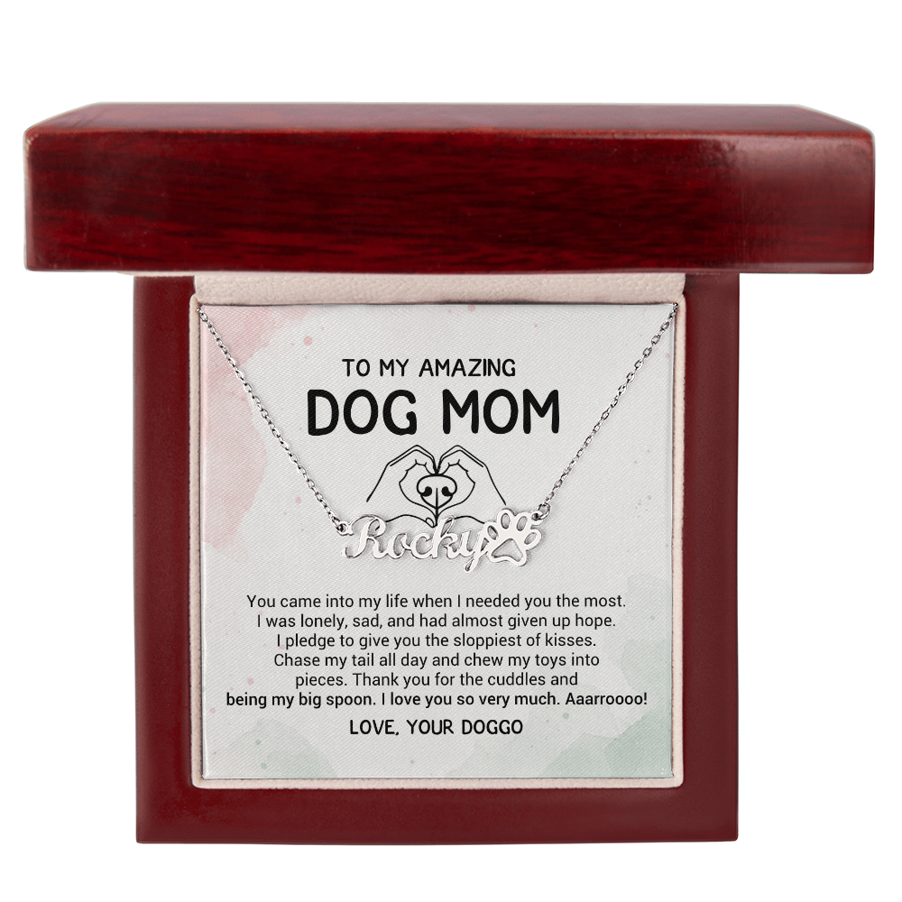 Dog Mom Necklace Personalized with Paw Print