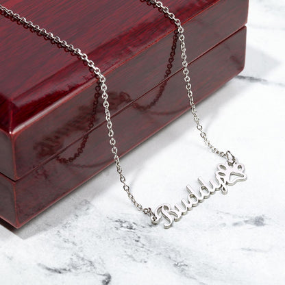 Dog Mom Necklace Personalized with Paw Print