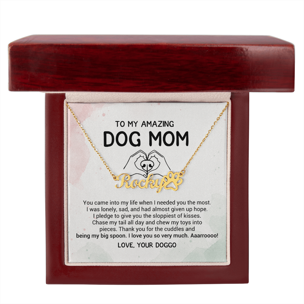 Dog Mom Necklace Personalized with Paw Print