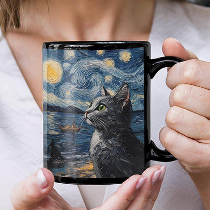 Starry Night Kitty Coffee Mug