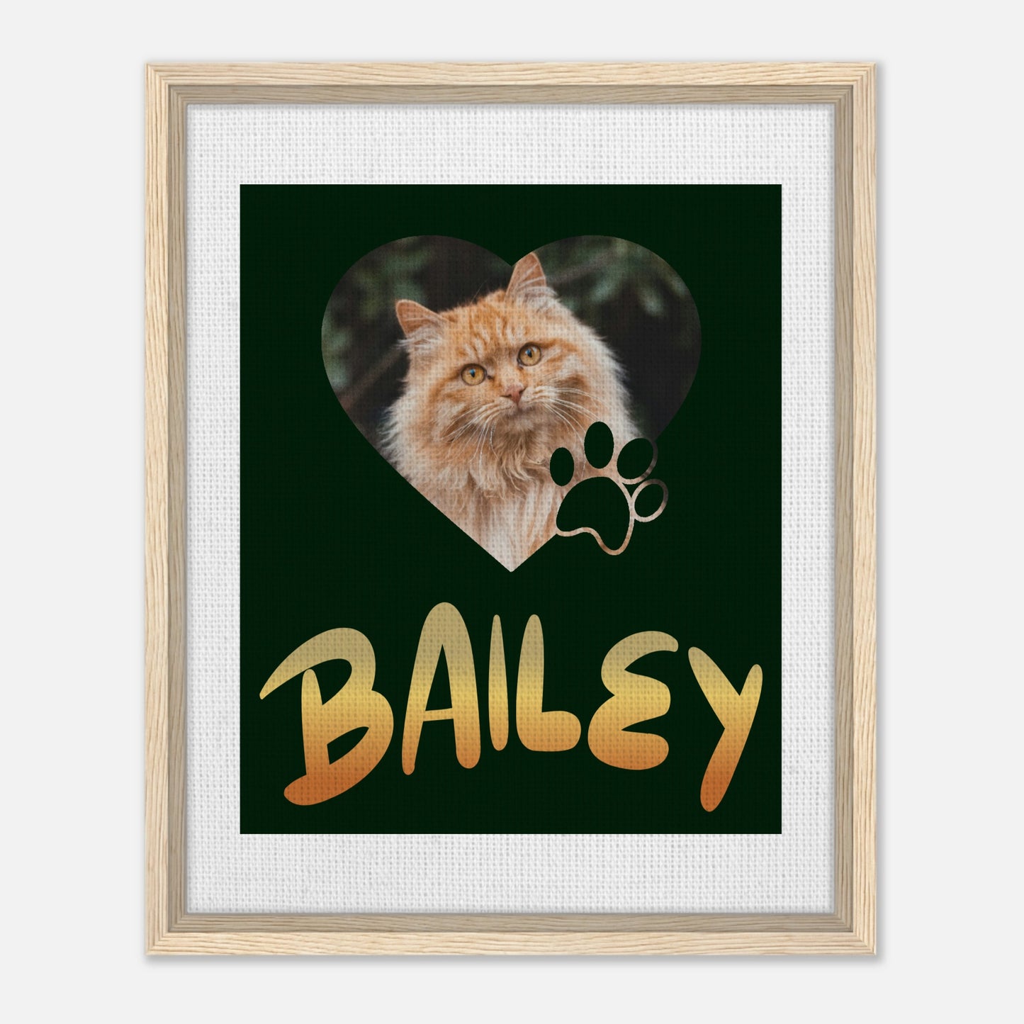 Custom Pet Portrait Print | Personalized Heart Framed Canvas Art with Pet's Name